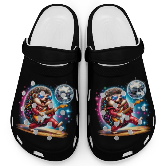 Disco Ball Guitar Hedgehog Clogs