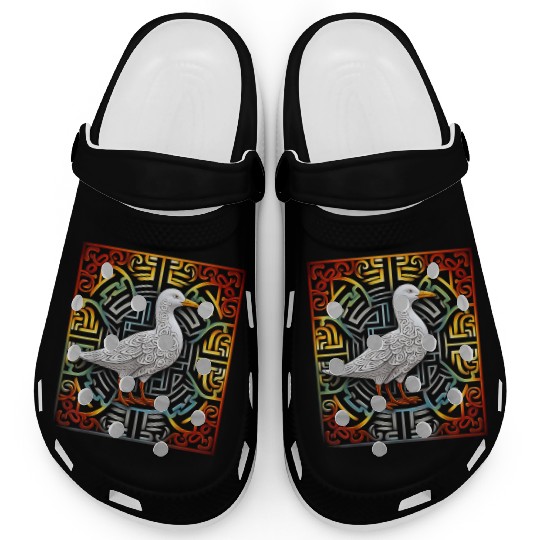 Seagull Mandala Graphic Illustration Clogs