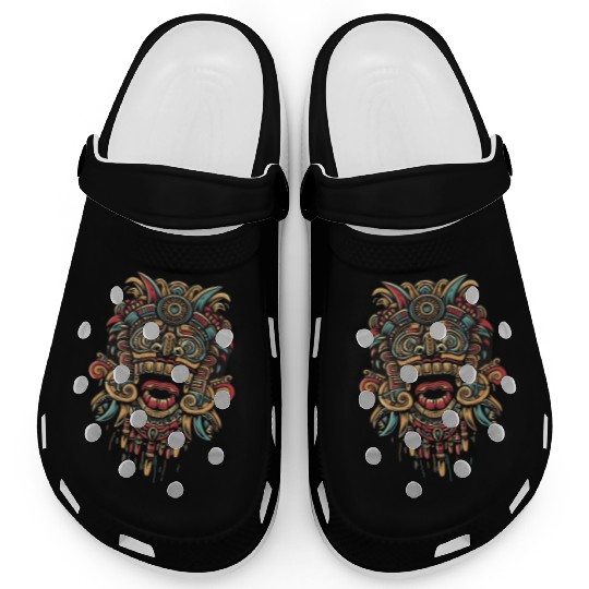 Aztec God Ancient Mythology Tonatiuh Warrior Mask Clogs