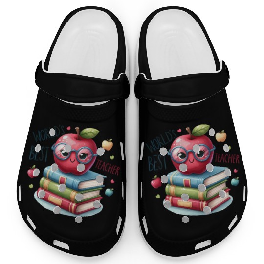 Worlds Best Teacher Apple And Books For Teacher Clogs