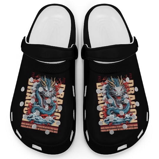 Japanese dragon on waves Clogs