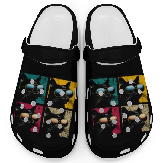 Black Cat Pop Art Clogs