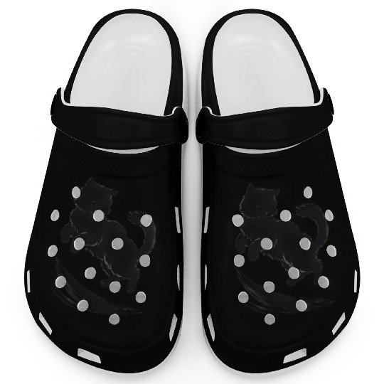 Playful Black Cat Clogs
