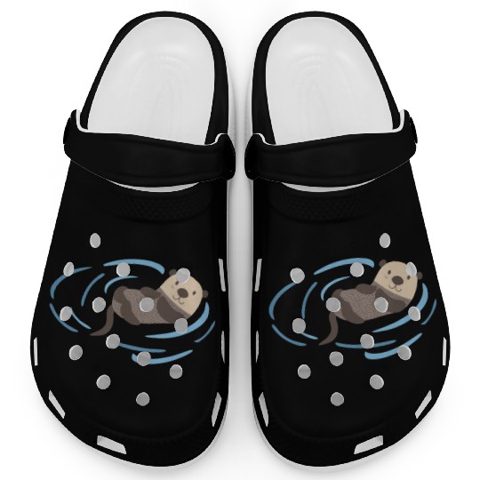 Sea Otter In Water Cute Lutra Animal Lover Funny Clogs