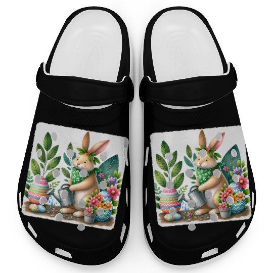 Rabbit Planting Garden Easter Bandana Clogs