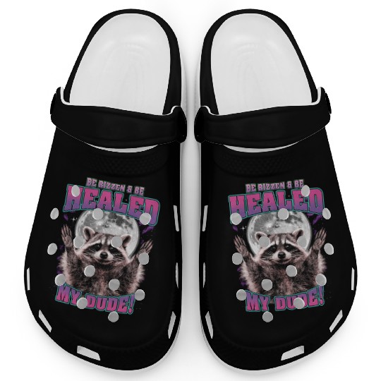 Be Rizzen & Be Healed! Funny Raccoon Bootleg Clogs