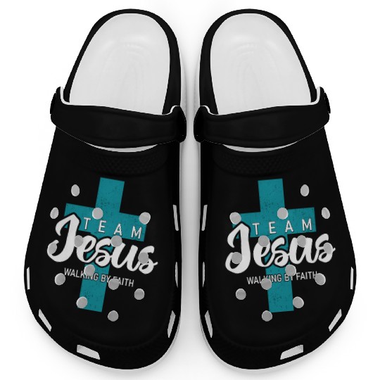 Team Jesus Walking By Faith Inspirational Design Clogs