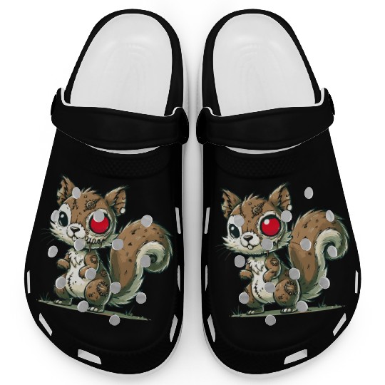 scary zombie squirrel for Halloween fun Clogs