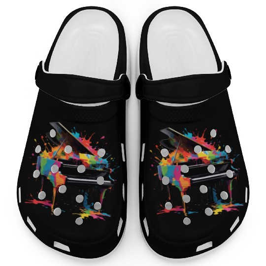 Colorful Splashed Piano Music Lover Funny Design Clogs