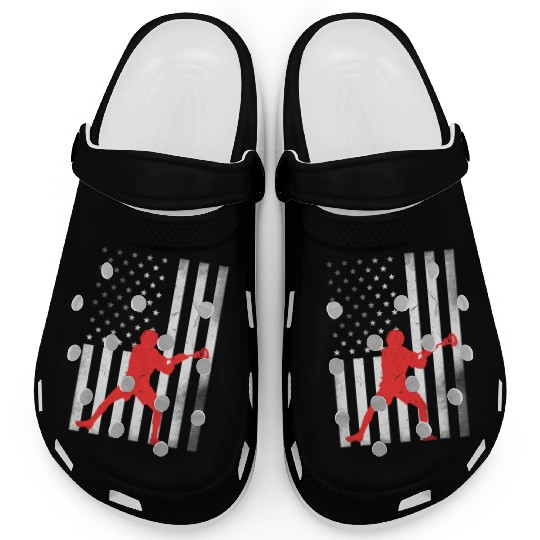 Lacrosse Vintage US Flag Proud Lacrosse Clogs