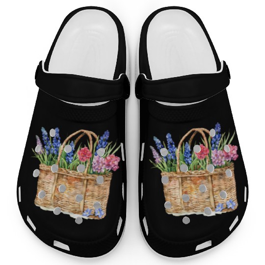 "Floral Radiance" Transparent Watercolor Painting Clogs