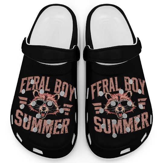 Feral Boy Summer Clogs Funny Trash Panda Raccoon
