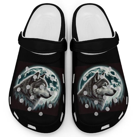 Nature Moon Alpha Cute Wolf Moon nature Clogs
