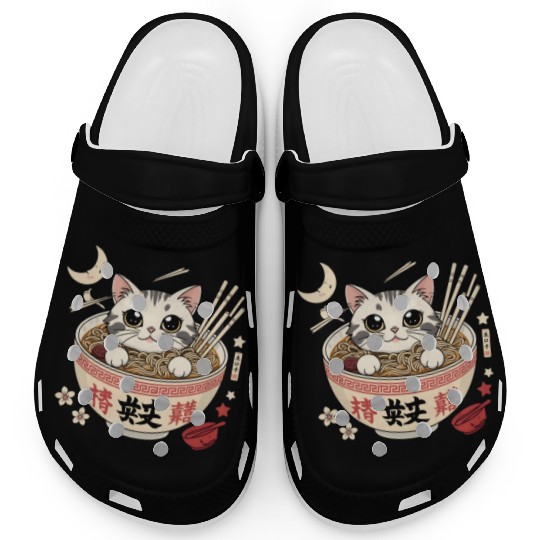 Kawaii Ramen Cat Japanese Noodles for Otaku Lovers Clogs