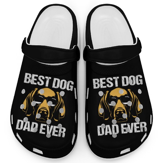Fathers Day Dog Wearing Sunglasses Weimaraner Dad Clogs