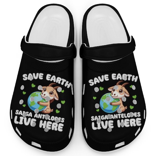 Save The Earth Saiga antelopes Live Here Earth Day Clogs