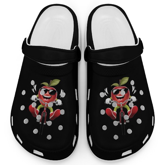 Apple Cycling On Bike Realistic Clogs