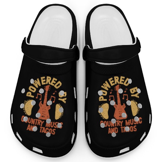 Powered By Country Music & Tacos Western Cowboy Clogs