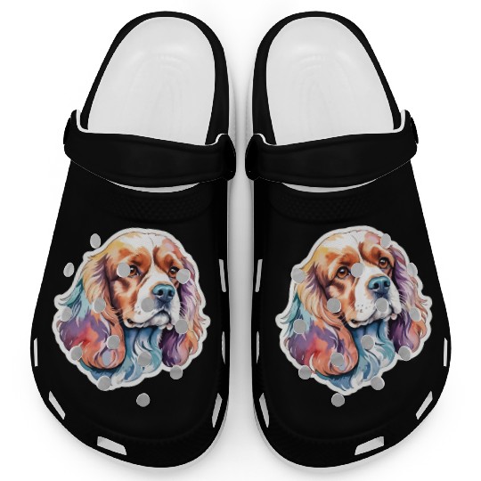 American Cocker Spaniel Watercolor Clogs