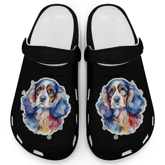 American Cocker Spaniel Watercolor Clogs