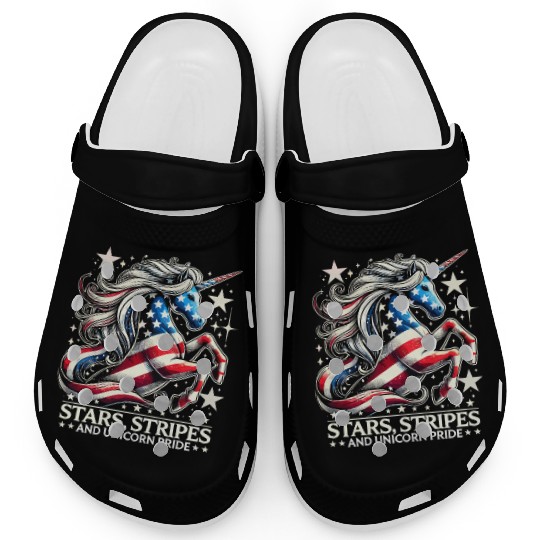 Star-Spangled Unicorn with American Pride and Clogs