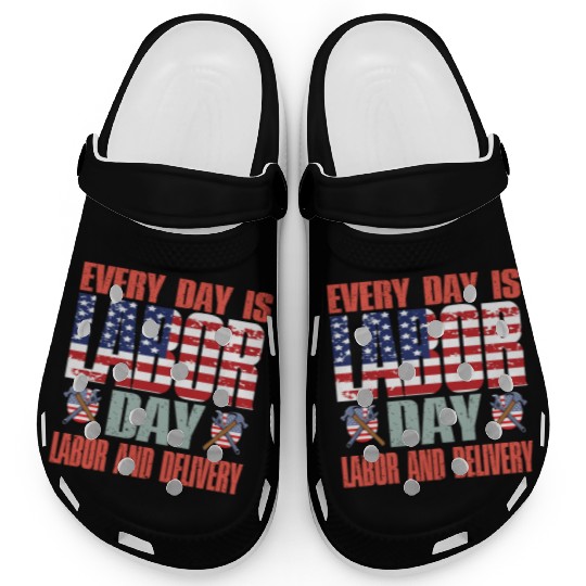 Happy Labor Day Clogs For Labor Day Messy Bun USA