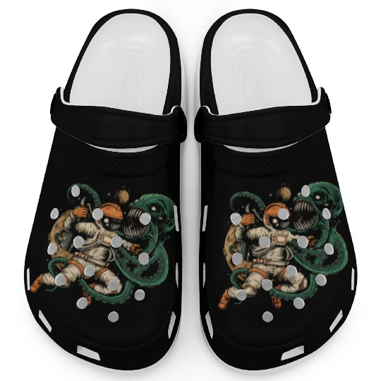 Astronaut vs. Octopus: Epic Space Battle Clogs