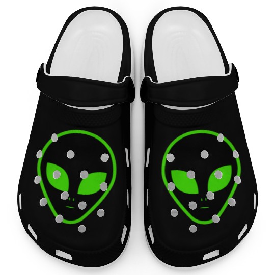 Alien, green color, dark things design Clogs