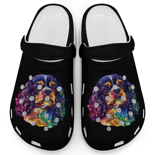 Colorful Cavalier King Charles Spaniel Portrait Clogs