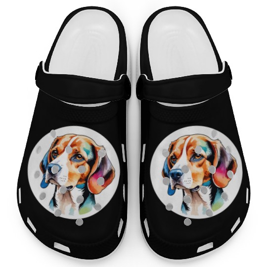 Beagle Watercolor Clogs