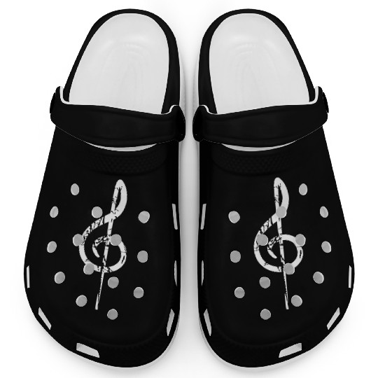Music Clef Note Violin Treble Sound Vintage Retro Clogs