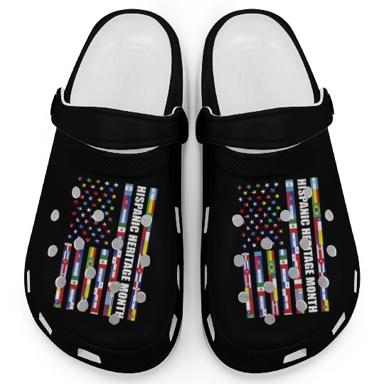 Hispanic Heritage month USA Flag all Countries Clogs