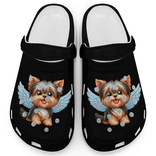 Cute Yorkshire Terrier with angel wings Clogs