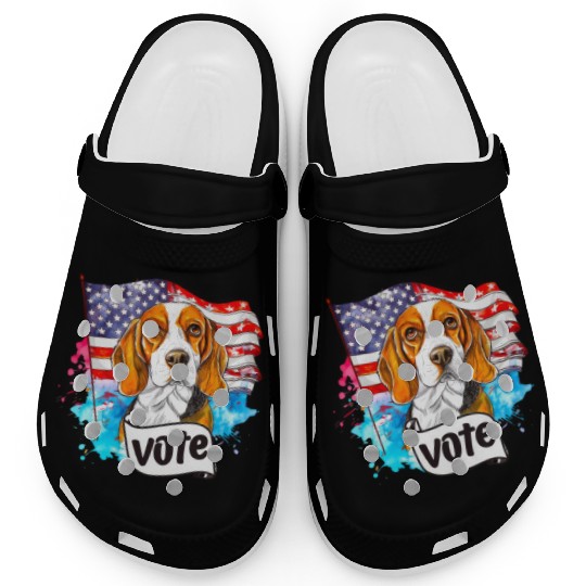 Beagle Dog Vote US Flag Election 2024 Clogs