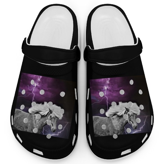 Horse, lightning, night Clogs