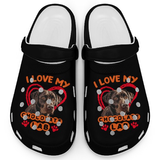 Brown Labrador I LOVE MY CHOCOLATE LAB Owner Clogs