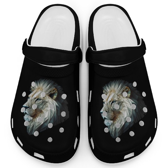 Polygon Animal Print White Clogs