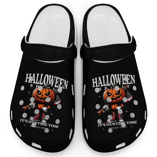 pumpkin holding ax Clogs