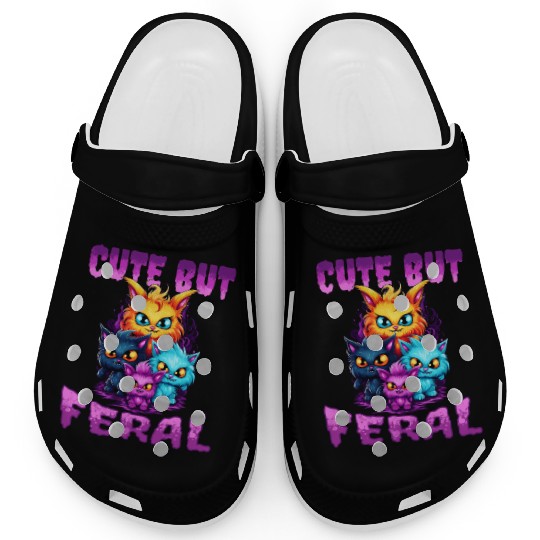 Cute but Feral! Wild Cat Party Concert Cat Lovers Clogs