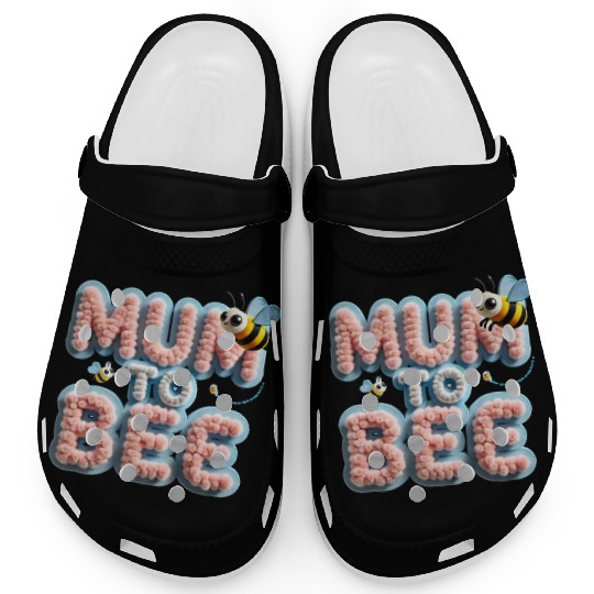 Mom To Bee Baby Announcement Design with Cute Bee Clogs