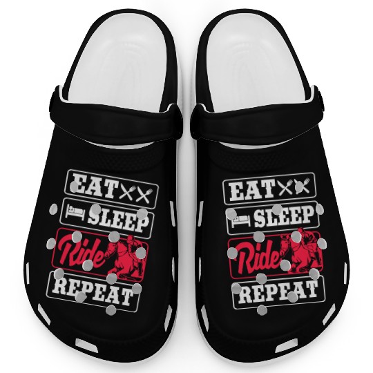 Horse Racing Jockey Eat Sleep Ride Horse Repeat Clogs