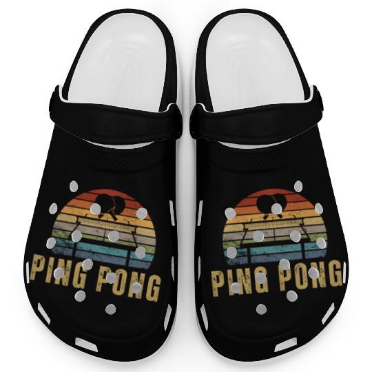 Ping Pong Player Vintage Retro 70s Design Ping Clogs