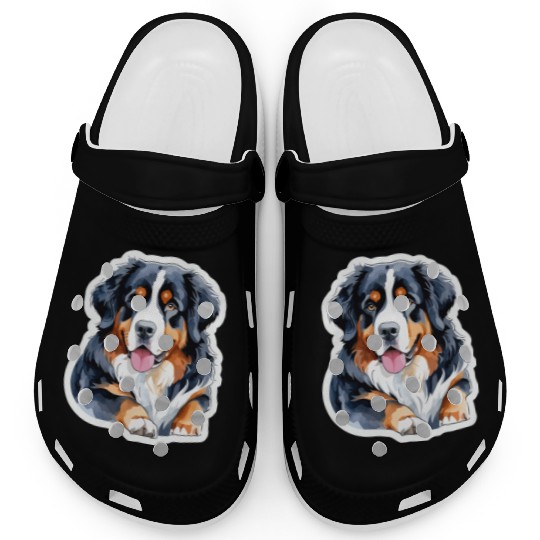 Bernese Mountain Dog Watercolor Clogs