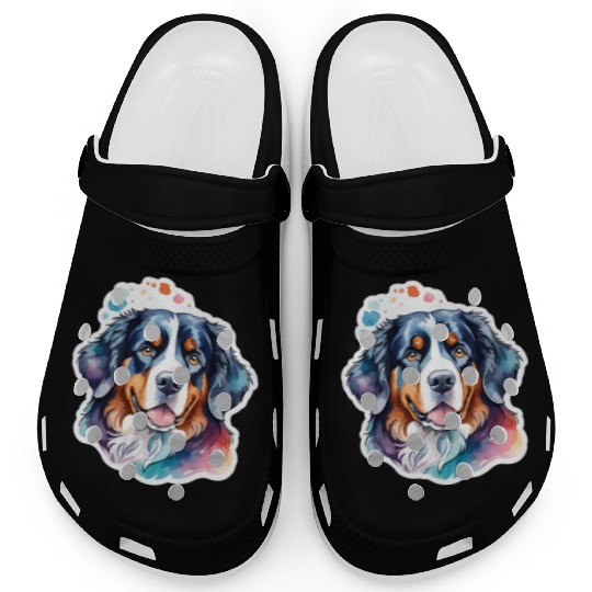 Bernese Mountain Dog Watercolor Clogs