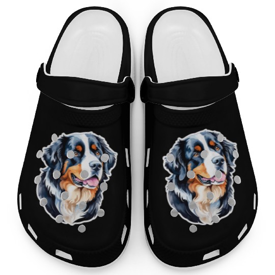 Bernese Mountain Dog Watercolor Clogs