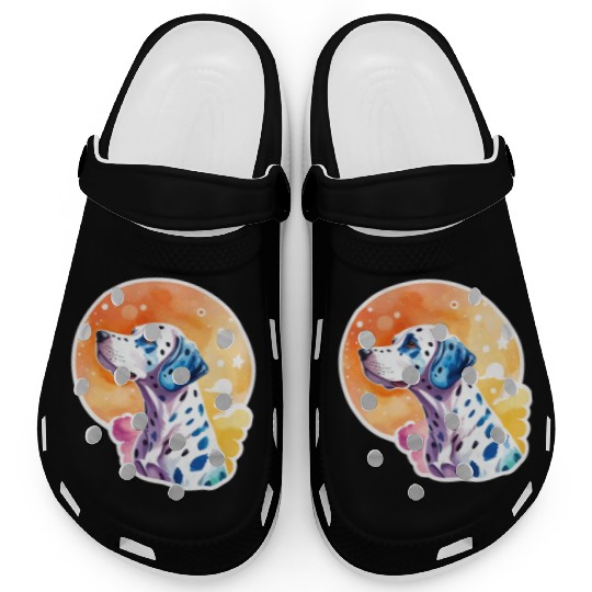 Dalmatian Dog Watercolor Clogs