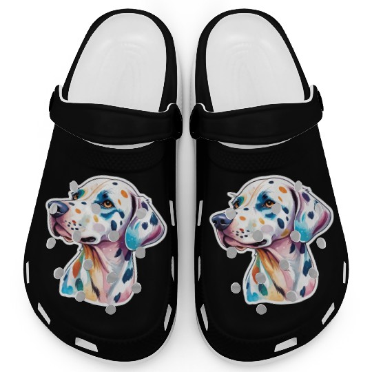 Dalmatian Dog Watercolor Clogs