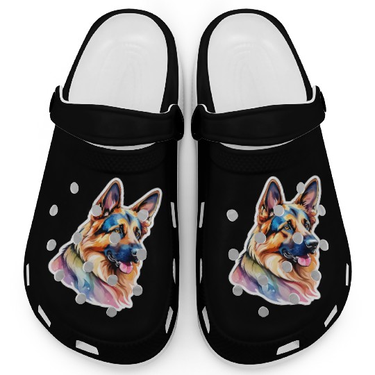 German Shepherd Watercolor Clogs