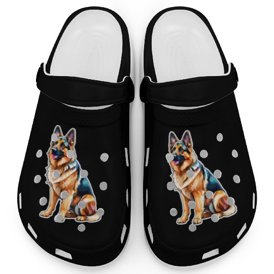 German Shepherd Watercolor Clogs