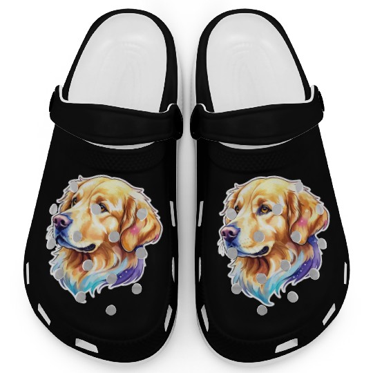 Golden Retriever Watercolor Clogs